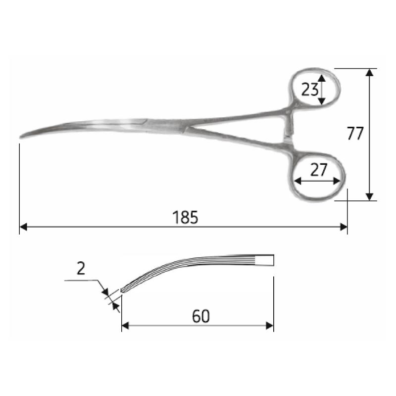 Затискач судинний Bainbridge 18,5 см, зігнутий, J-17-153, Surgicon